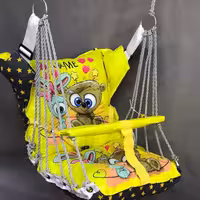 تاب گهواره ای 6 طنابه کودک مدل مخمل طرح خرس و خرگوش 