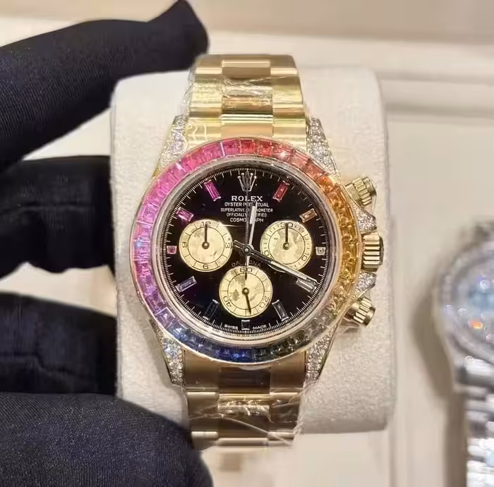 ساعت سفارشی رولکس دیتونا موتور سوییس رنگین کمانی Rolex