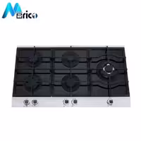 گاز رومیزی بیمکث کد 0057 پنج شعله شیشه مشکی استیل