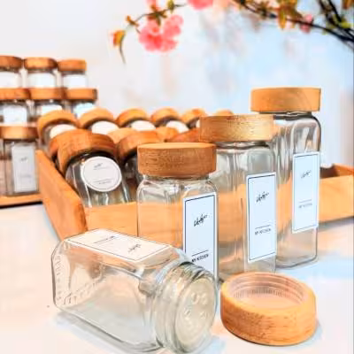 بانکه ادویه درب چوبی ارتفاع 12 سانت