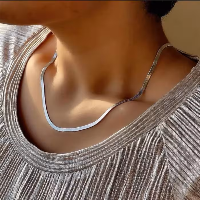 گردنبند ماری نقره ای تمام استیل ارسال رایگان