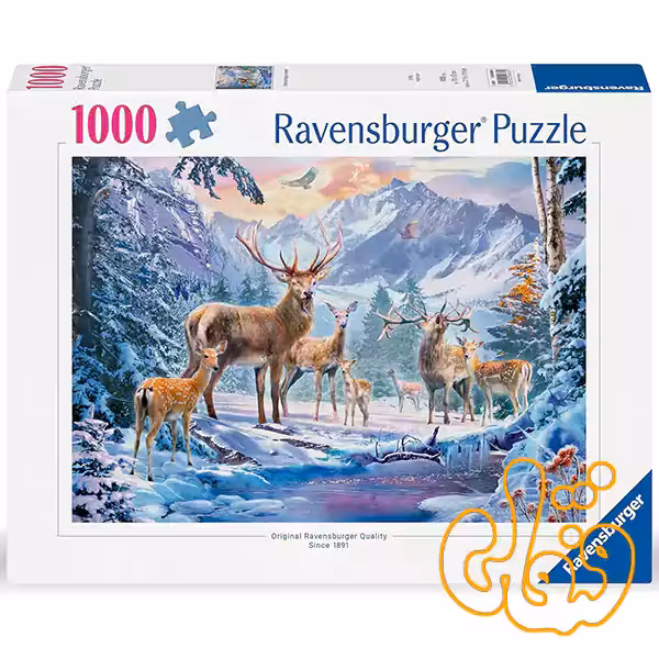 پازل 1000 قطعه گوزن و آهو در زمستان رونزبرگر Deer and stags in winter 12000888