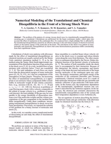 خرید و دانلود نسخه کامل کتاب Numerical Modeling of the Translational and Chemical Disequilibria in the Front of a Strong Shock Wave