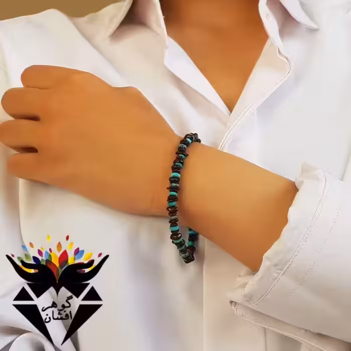 دستبند راف فیروزه نیشابوری و یاقوت گارنت اصل D4013