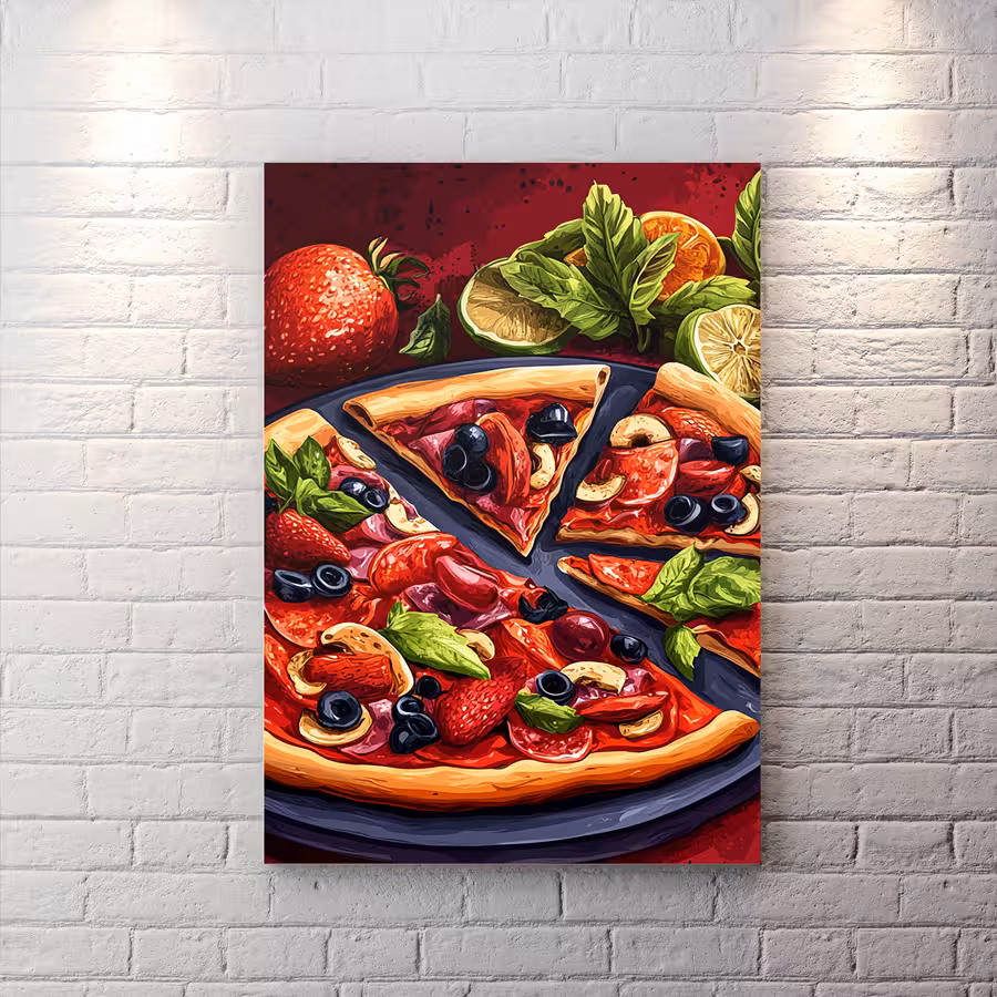 تابلو دکوراتیو برای فست فود طرح پیتزا HQCs-2481