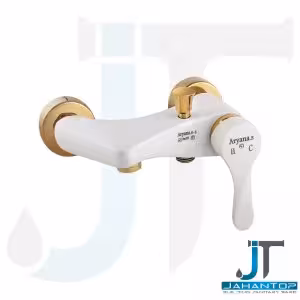 شیر حمام اهرمی سفید طلایی آریانا (مدل کارن)
