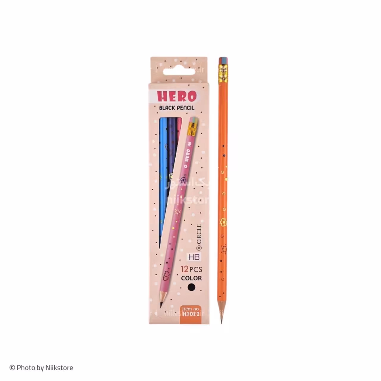 مداد مشکی گرد پاکن‌دار هیرو کد 1012