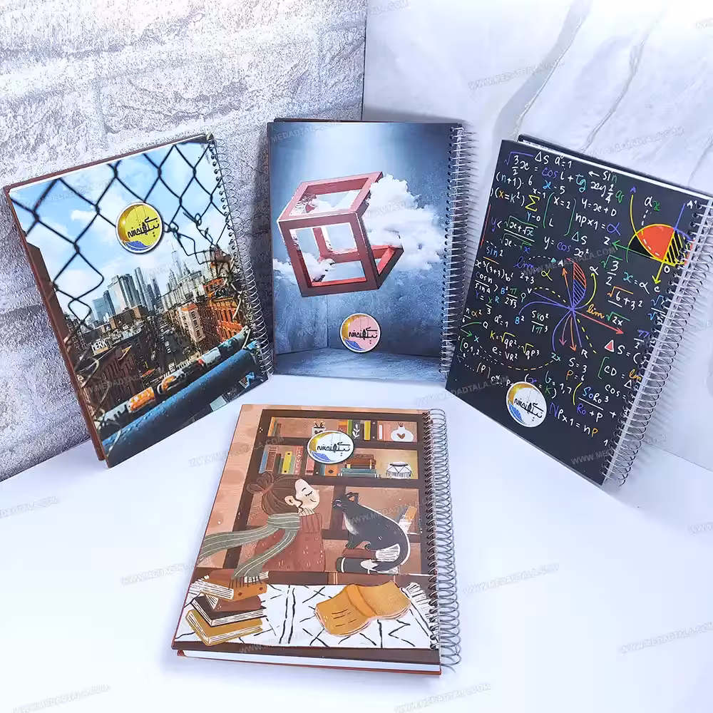 دفتر 100 برگ جلد سخت 2 خط زبان نیلای