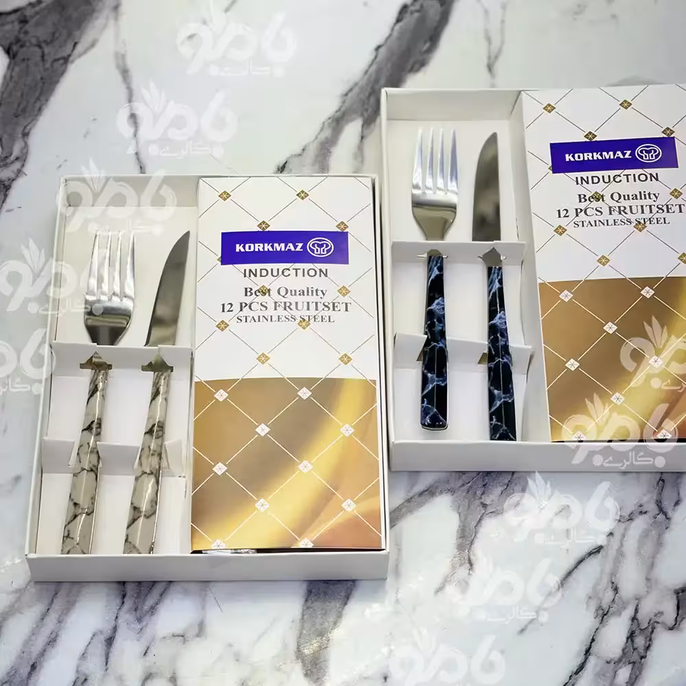 ست کارد و چنگال استیل جعبه دار ماربل کرکماز