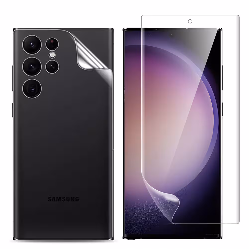 گلس هیدروژلی شفاف سامسونگ S24 Ultra به همراه محافظ پشت