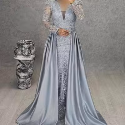 پیراهن زنانه ساتن مدل لباس مجلسی دو دامنه پیراهن مجلسی زنانه سایز 38 تا 50