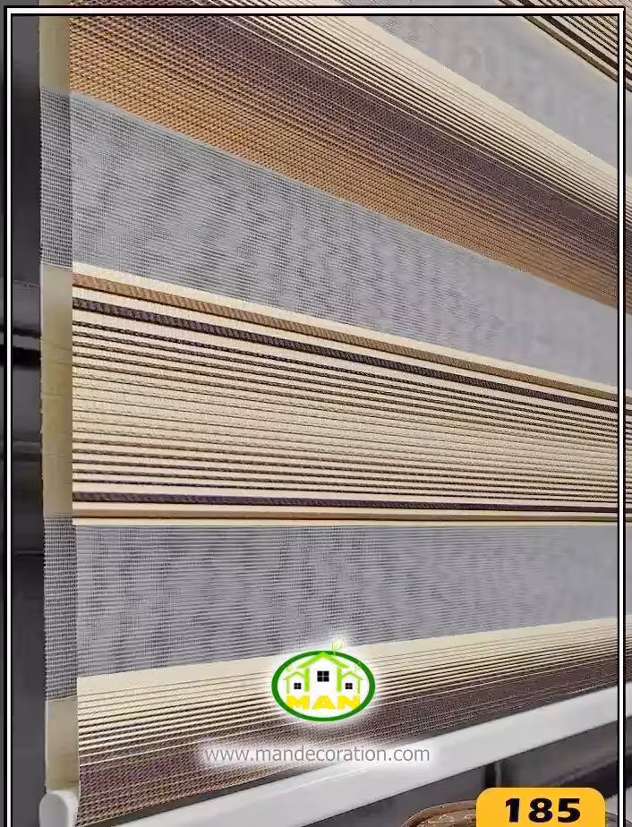 پرده زبرا آشپزخانه کرم قهوه ای دو رنگ کد:185-5001