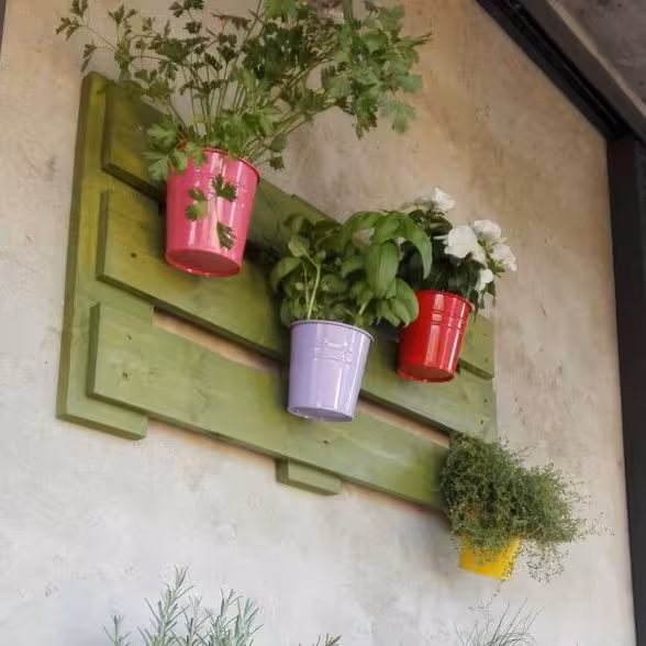 استنددیواری گلدان چوبی، رنگی
