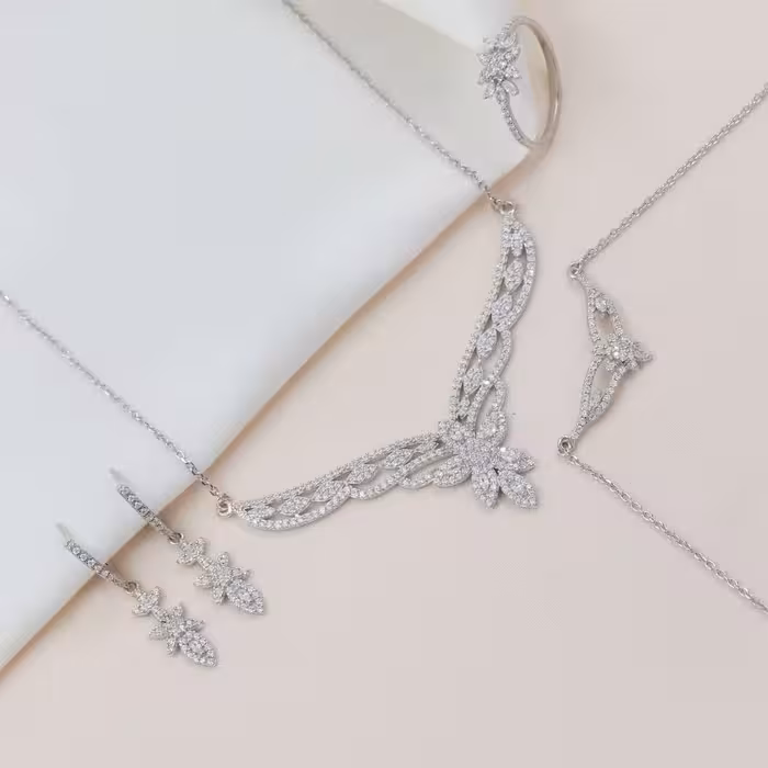 سرویس نقره زنجیری زنانه کد 60046