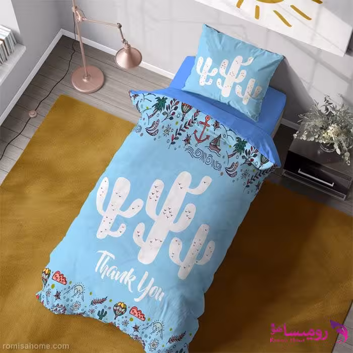 قیمت و خرید روتختی طرح کاکتوس یک نفره برند دکو کد Bd433-blue
