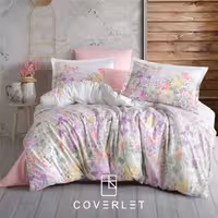 روتختی سفید صورتی طرح گل کاوری دونفره مدل Arse