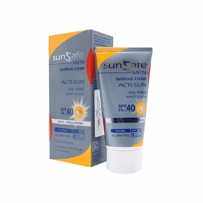 کرم ضد آفتاب فاقد چربی spf40 آقایان سان سیف مناسب برای انواع پوست 50 گرم
