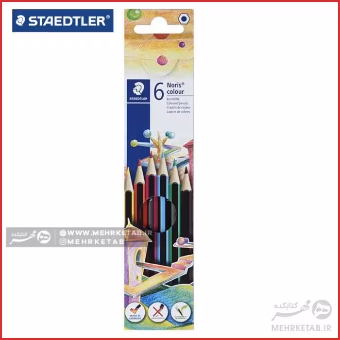 مداد رنگی 6 رنگ استدلر وپکس نشکن سری نوریس Noris Staedtler wopex-6 color  Pencils