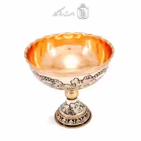 جام پایه دار مسی الماس تراش نقره کوب سایز 3  کد MJ-126