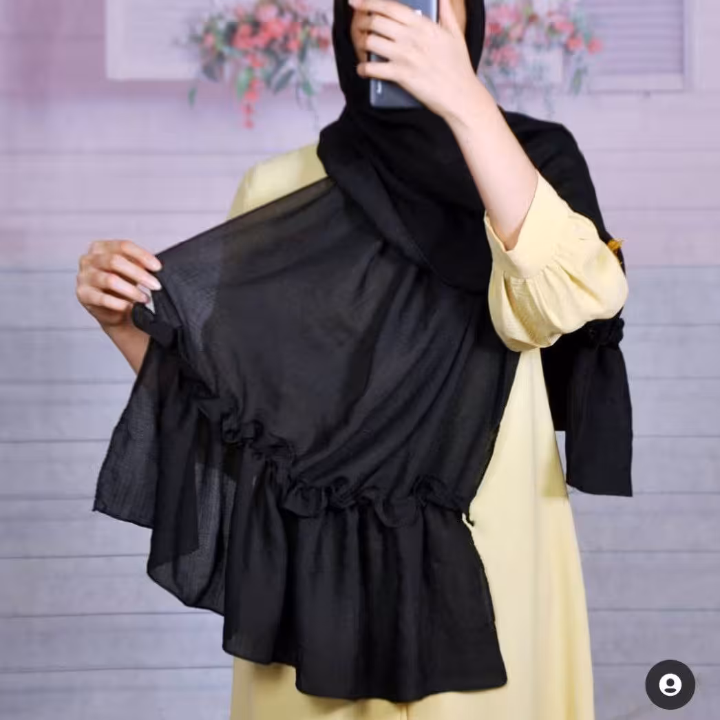 شال نخی حاشیه دامنی مشکی
