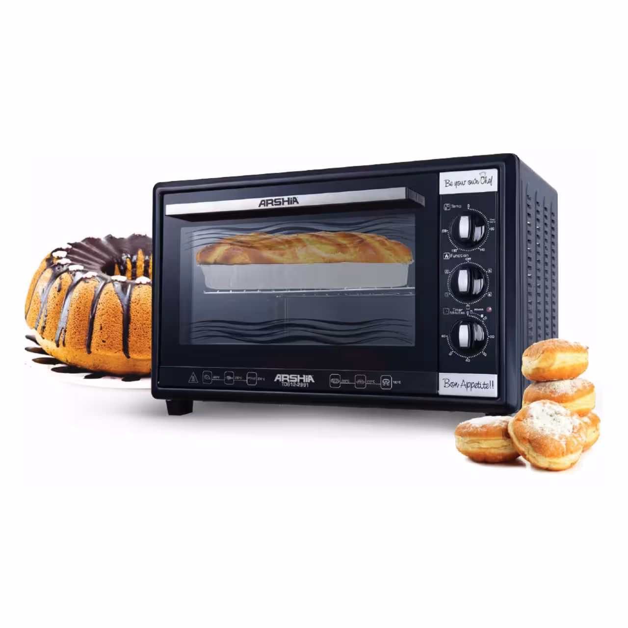 آون توستر چند منظوره عرشیا 88 لیتری مشکی مدل TO612-2992