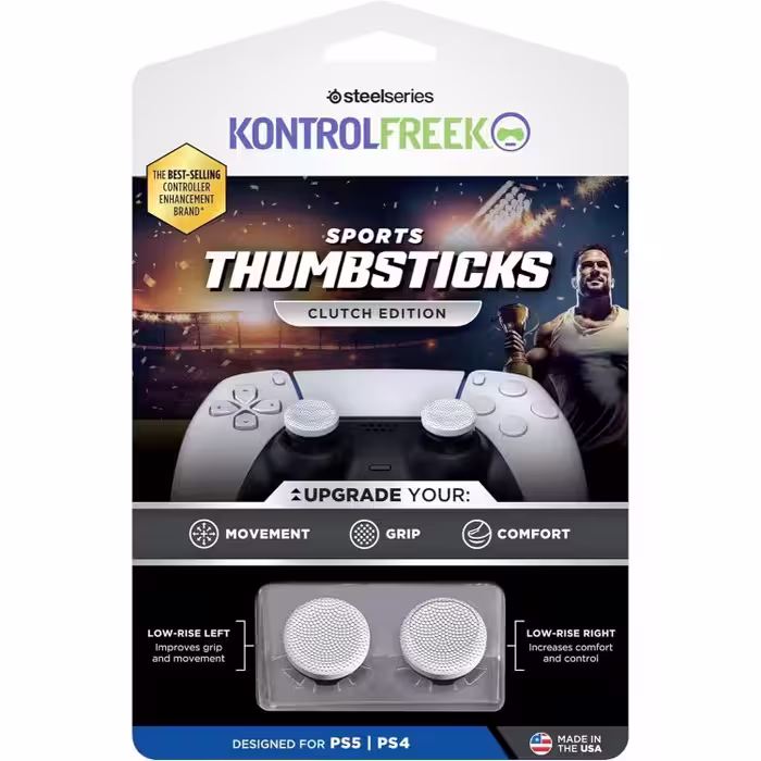 KontrolFreek Sports Thumbsticks for PlayStation – Clutch Edition White