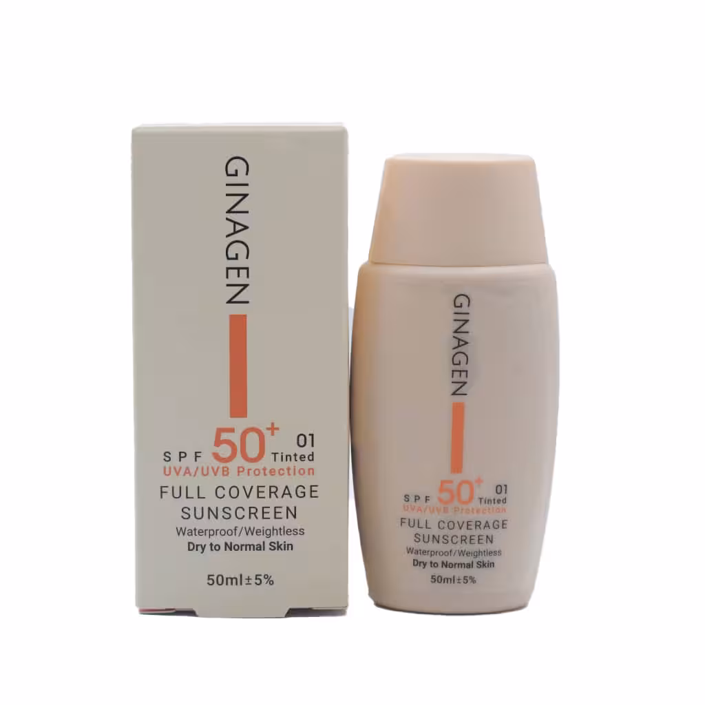 کرم ضد آفتاب رنگی ژیناژن SPF50 برای پوست خشک | Ginagen Tinted Sunscreen For Dry Skin SPF50