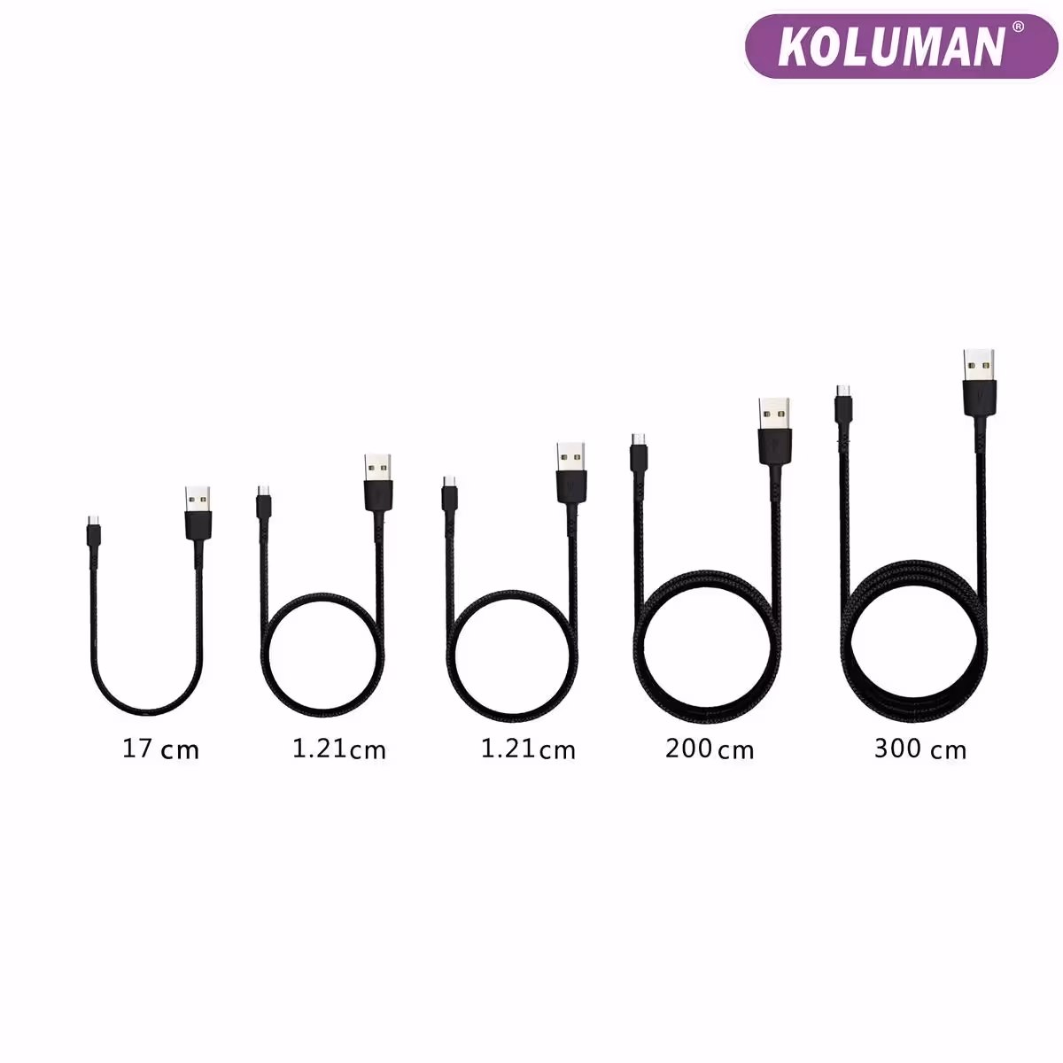 کابل تبدیل USB به microUSB کلومن مدل kd-30 مجموعه 5 عددی