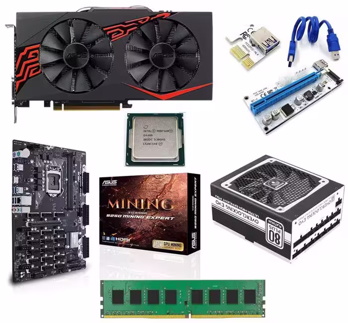 ریگ ماینینگ MC-RIG X6S ASUS RX470 MINING LED-S 4GB