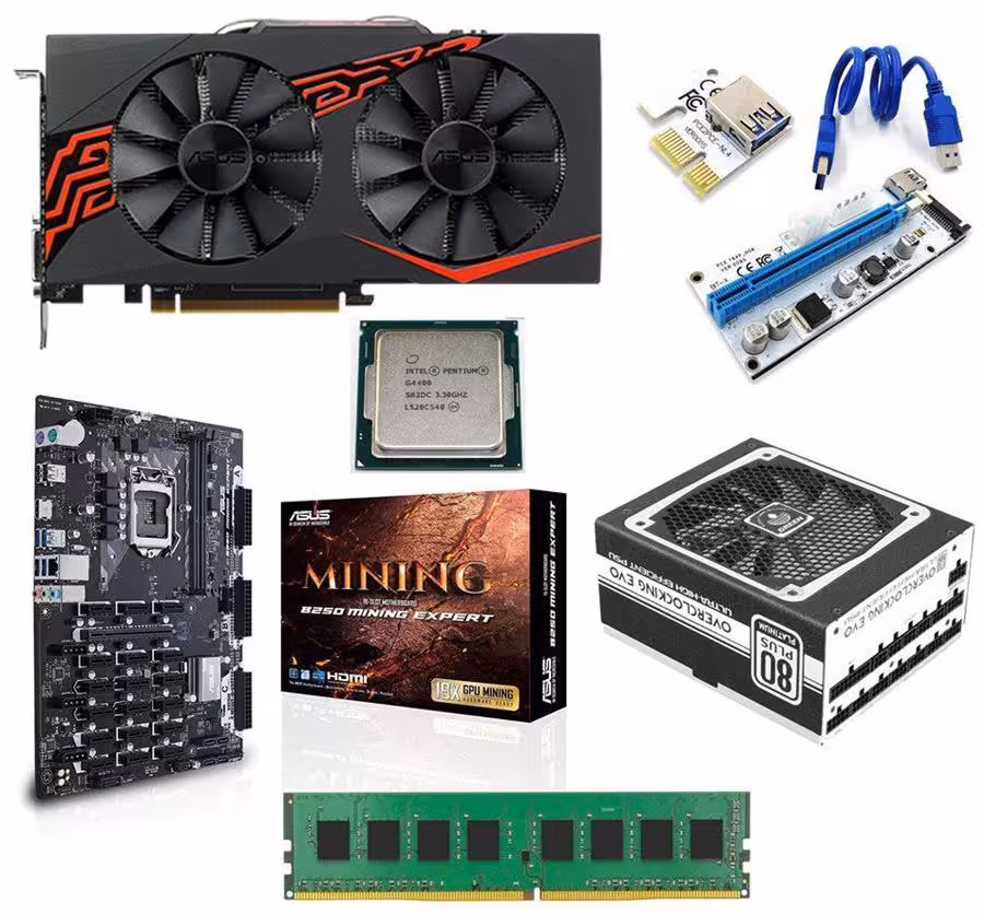 ریگ ماینینگ MC-RIG X6S ASUS RX470 MINING LED-S 4GB