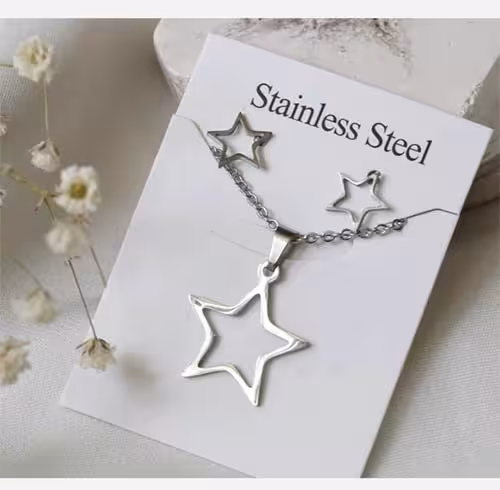 نیم ست استیل دخترانه طرح ستاره توخالی