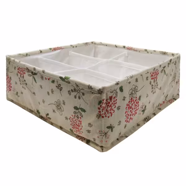 رزالین باکس ارگانایزر 6 خانه مربع گل دار