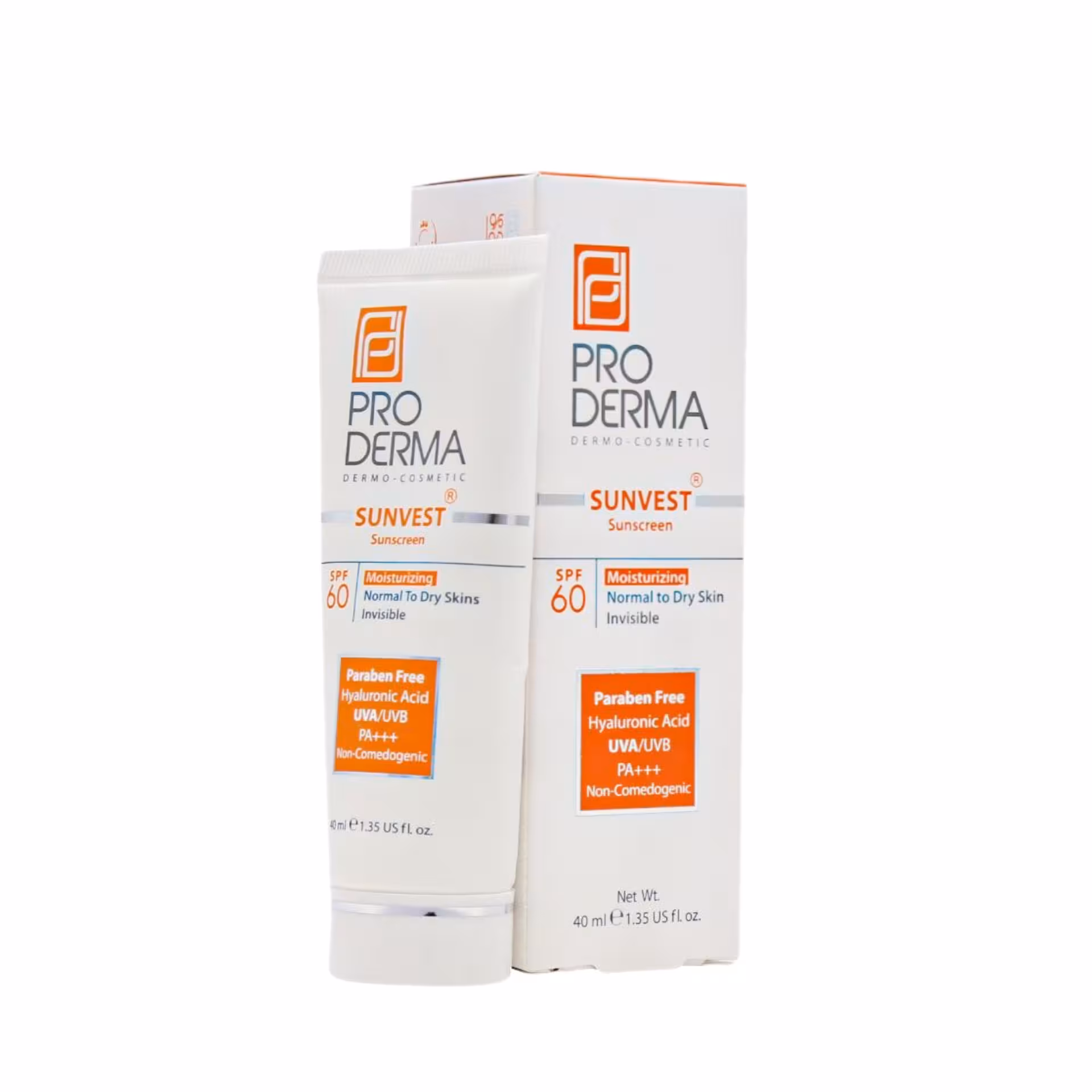 ضدآفتاب و مرطوب کننده SPF60(بیرنگ)پرودرما مناسب پوست خشک و معمولی  حجم 40 میلی لیتر