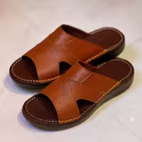 کفش صندل چرم مردانه کد SD021TN رنگ عسلی