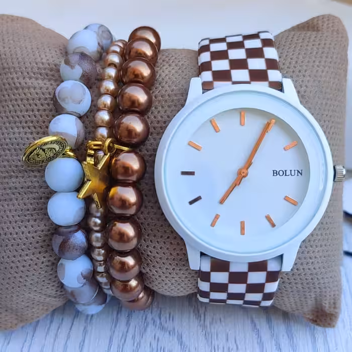 ست ساعت و دستبند دخترونه مهره ای