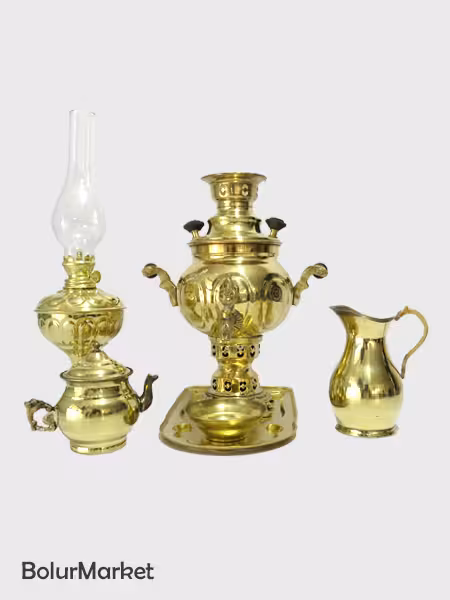 سرویس سماور ذغالی توپی ترکدار 1/5 لیتر