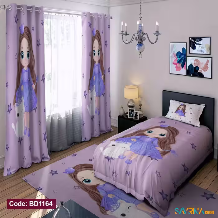 ست اتاق خواب دخترانه طرح دختر باهوش کد BD1164