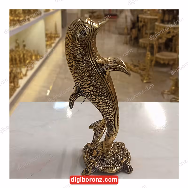 مجسمه دلفین برنجی برنزی روی پایه