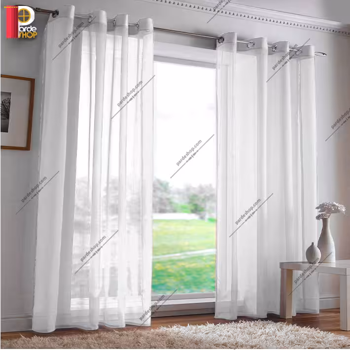 پرده آماده پانچی حریر رنگ سفید ارتفاع 270 سانتی متر