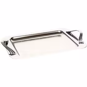 سینی مستطیل بزرگ دسته نقره ای Waveساده ریور کد 1137