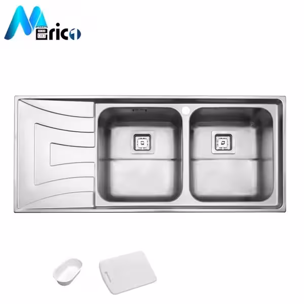 سینک استیل البرز کد 736 توکار دو لگنه