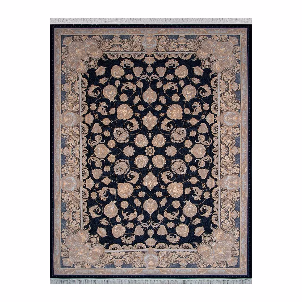 فرش ماشینی مدل روژین طلاکوب سرمه ای