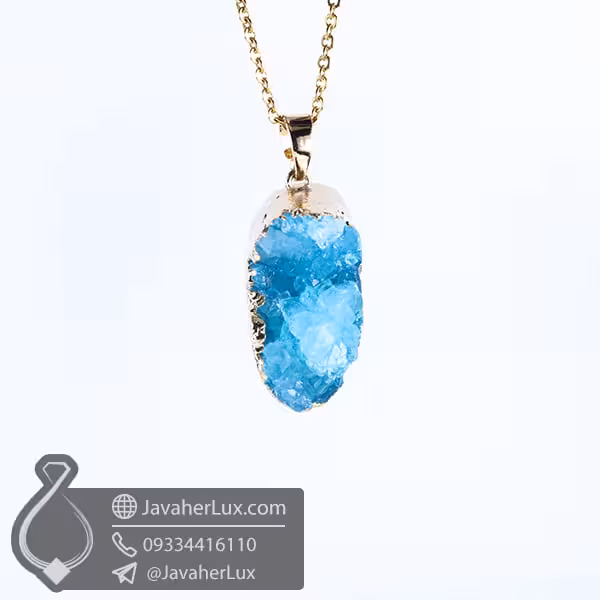 گردنبند ژئود کوارتز آبی _ کد : 400415