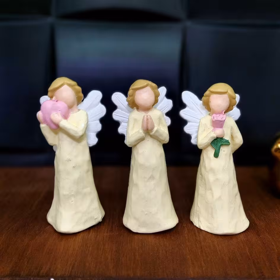 مجسمه دکوری فرشته ویلوتری مجموعه 3 عددی در 3 رنگ