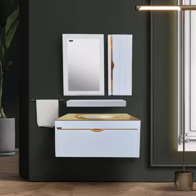 ست کابینت و روشویی سیتکا مدل GL-004/90 به همراه اینه و باکس