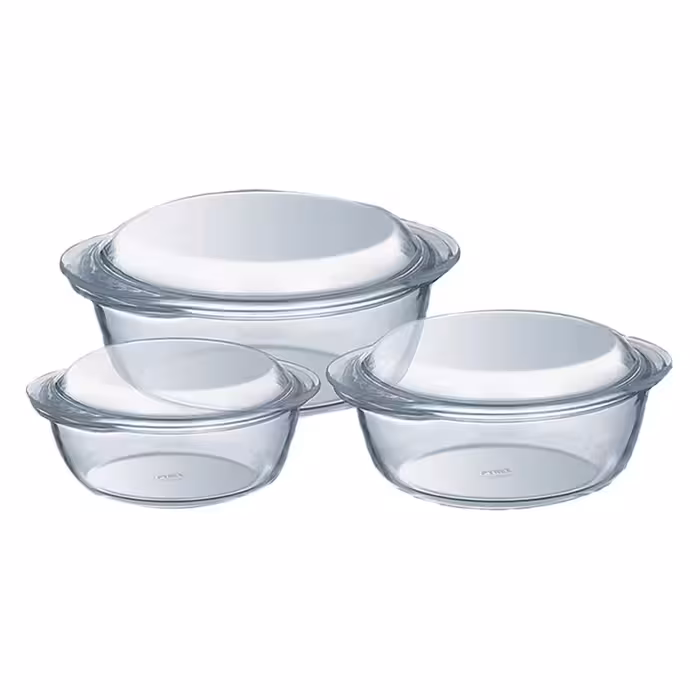 ظرف پخت پیرکس مدل قابلمه ای مجموعه 3 عددی