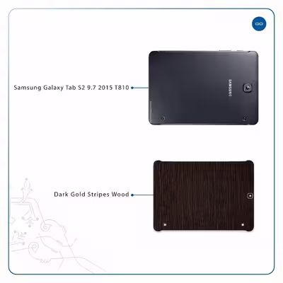 برچسب پوششی ماهوت مدل Dark-Gold-Stripes-Wood مناسب برای تبلت سامسونگ Galaxy Tab S2 9.7 2015 T810