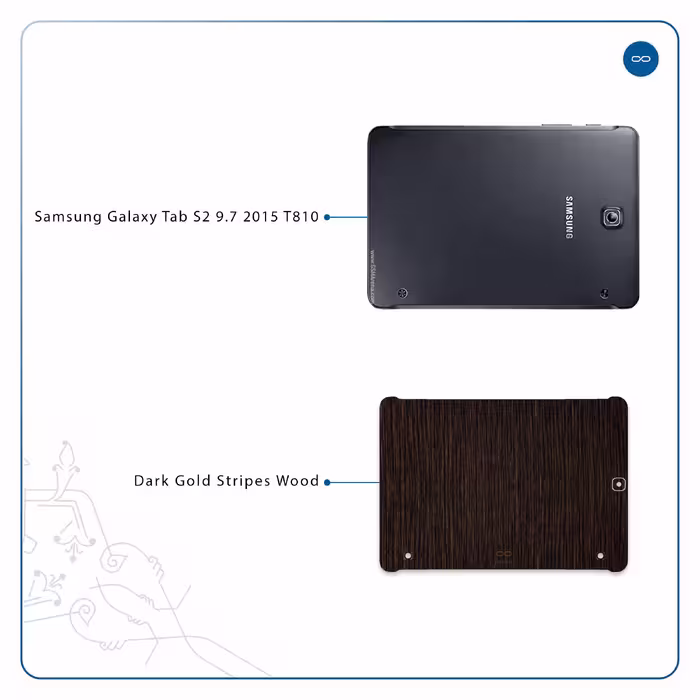 برچسب پوششی ماهوت مدل Dark-Gold-Stripes-Wood مناسب برای تبلت سامسونگ Galaxy Tab S2 9.7 2015 T810