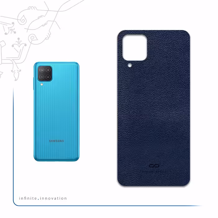 برچسب پوششی ماهوت مدل Deep-Blue-Leather مناسب برای گوشی موبایل سامسونگ Galaxy M12