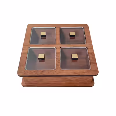 جعبه دمنوش مدل Cube-wood کد 125